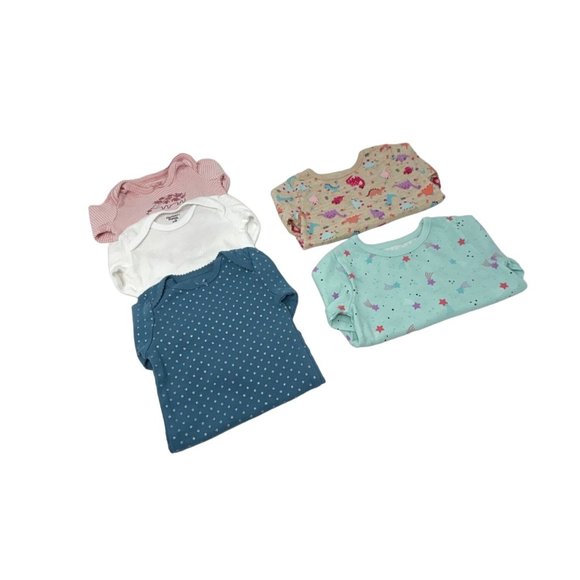 Baby Girl's -‎ 3 Body Suits & 2 Shirts - Size 0-3 Month (One 3 Month) - Picture 1 of 5